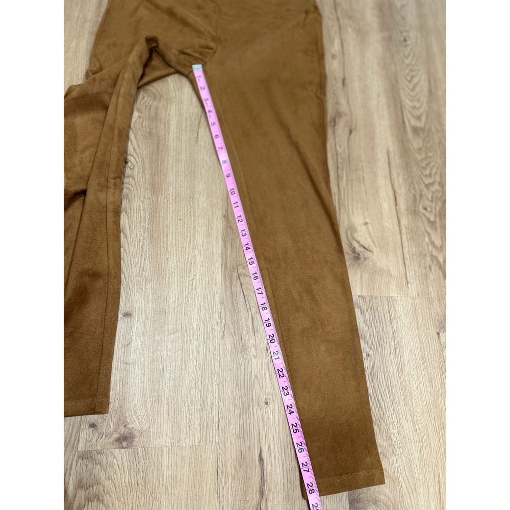 J. McLaughlin Cognac Faux Suede High Rise Leggings Equestrian Quiet Luxury NWT - Picture 9 of 9